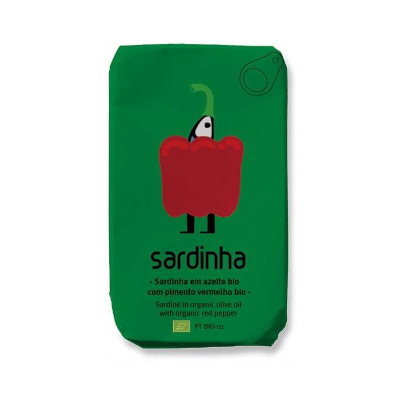 SARDINHA Gourmet Sardinen in BIO Olivenöl mit rotem Paprika, 120g Loja Portuguez 2